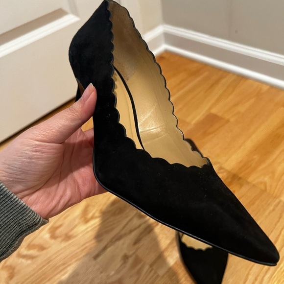 Talbots Women’s Black Suede Scalloped Pointed Toe Heel Size 8.5 - Picture 8 of 10